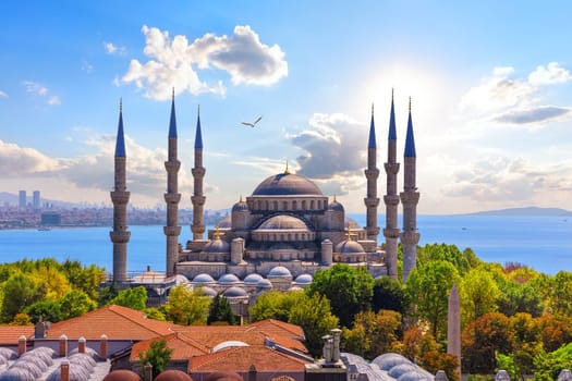 The Blue Mosque of Istanbul or Sultan Ahmet Mosque, Golden Horn, Turkey.
