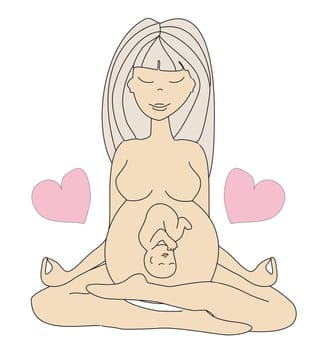 yoga pregnant woman in lotus position