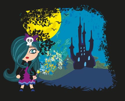 little witch in night
