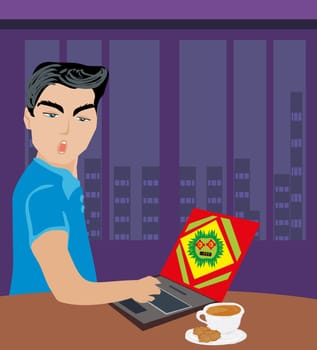 Computer virus attacking laptop