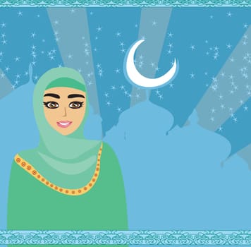 Portrait of Muslim beautiful girl in hijab