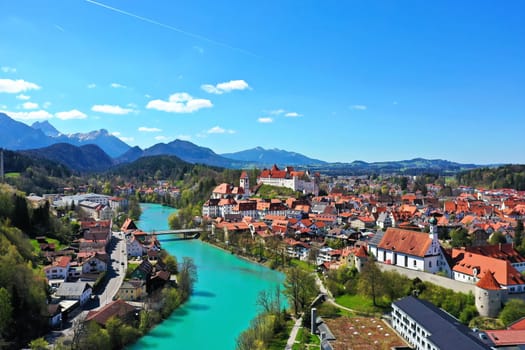 Aerial view of Füssen am Lech in good weather