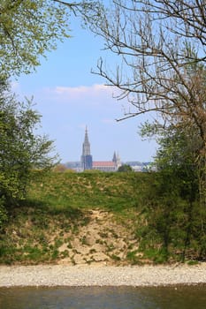 The Iller near Neu-Ulm with a view of the Ulm Minster