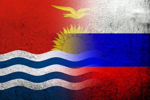 National flag of Russian Federation with The Republic of Kiribati National flag. Grunge background.jpg