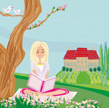 teenage girl with book