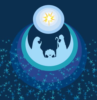 abstract Christmas card - birth of Jesus in Bethlehem.