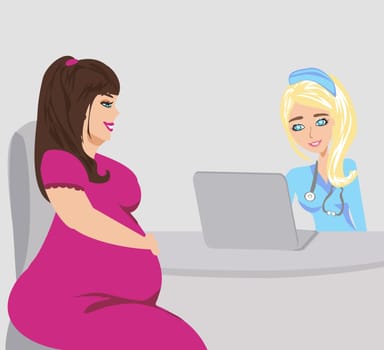 pregnant woman with doctor