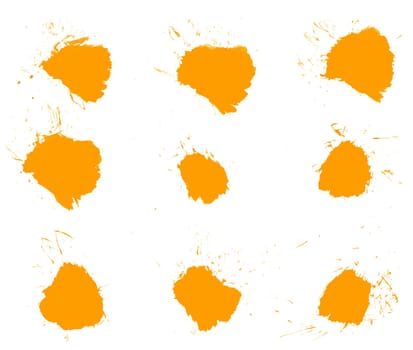 Orange color blobs texture or template on white background