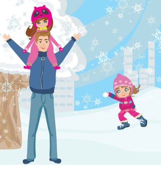 fun with dad in the snow