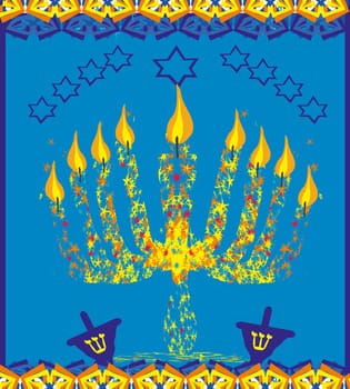 hanukkah menorah abstract card