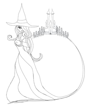 Halloween witch - doodle frame