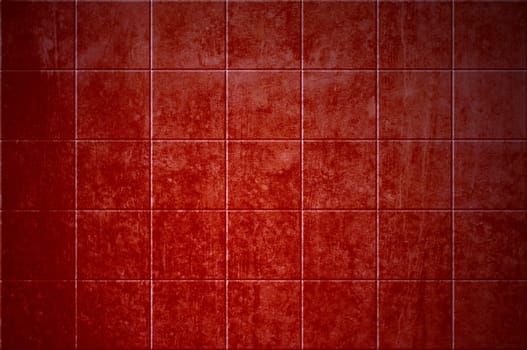 Dirty wall background with red tiles