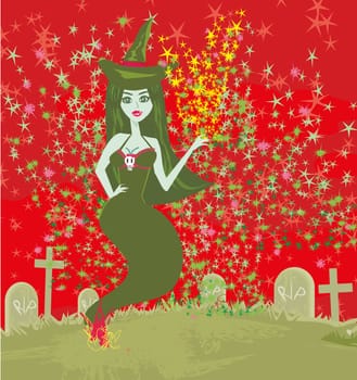 ghostly figure and cemetery