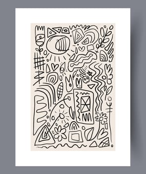 Scandinavian abstract vector print set. Minimalistic abstract wall art background for print. Scandinavian vector style.