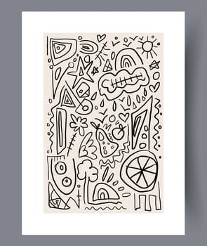 Scandinavian abstract vector print set. Minimalistic abstract wall art background for print. Scandinavian vector style.