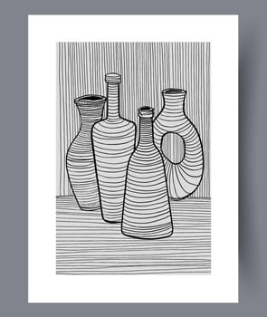 Scandinavian abstract vector print set. Minimalistic abstract wall art background for print. Scandinavian vector style.