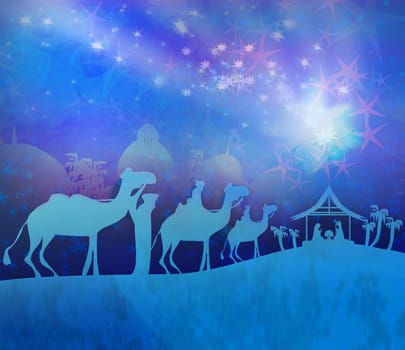 Biblical scene - birth of Jesus in Bethlehem.