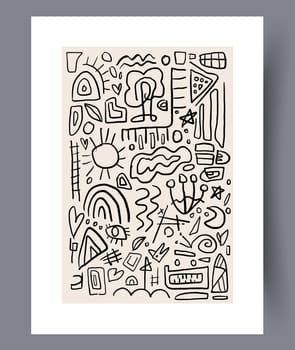 Scandinavian abstract vector print set. Minimalistic abstract wall art background for print. Scandinavian vector style.