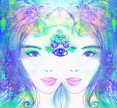 Woman with third eye, psychic supernatural senses