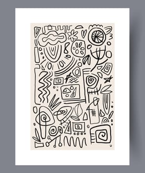 Scandinavian abstract vector print set. Minimalistic abstract wall art background for print. Scandinavian vector style.