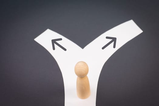 Standing on a junction, choosing a direction, new oppurtunity, decision making concept, following a path