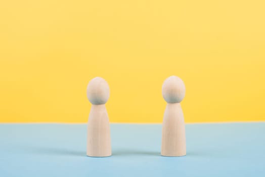 Two people talking together, having a conversation, networking and teamwork concept, social issue