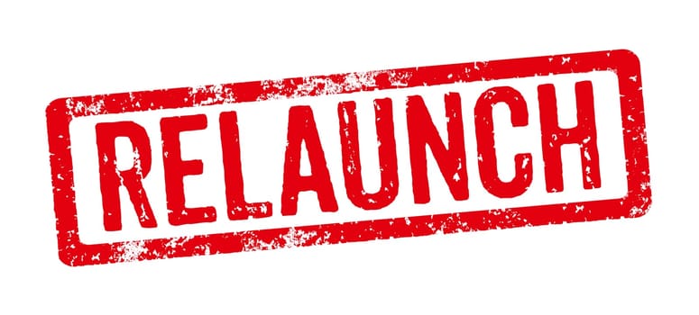 Red stamp on a white background - Relaunch