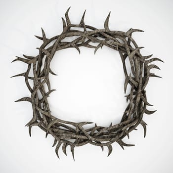 Crown of thorns isolated on white background. 3D illustration.