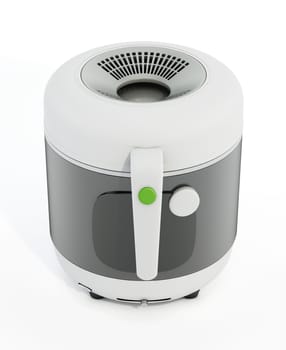 Low oil fryer isolated on white background. 3D illustration.