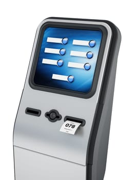 Ticketing kiosk isolated on white background. 3D illustration.