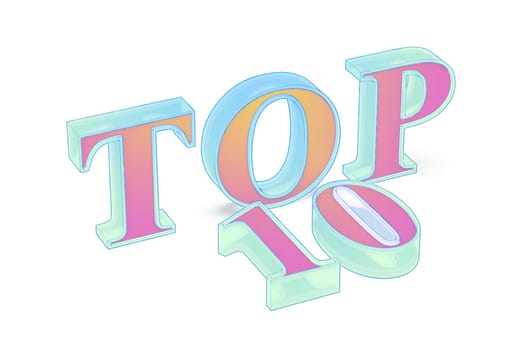 Top 10 text on white background. The best ten list.
