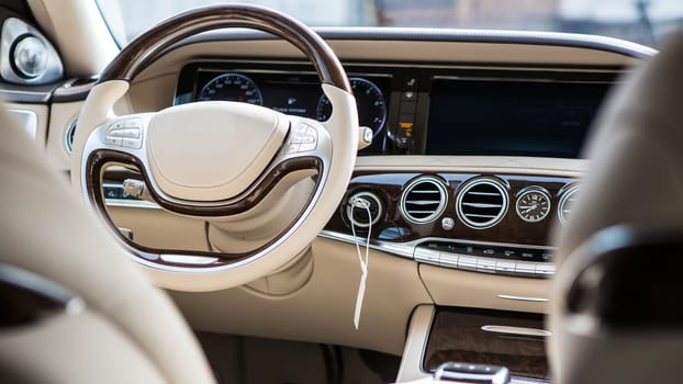 Luxury car interior details. Shallow DOF - selective focus