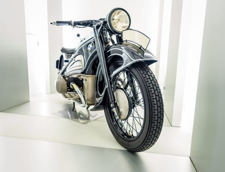 Munich, Germany, September 29, 2015: 1937 BMW R7 classic motorcycle at BMW Museum in Munich, Germany