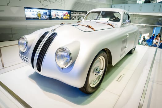 Munich, Germany, September 29, 2015: 1939 BMW 328 on display at BMW Museum in Munich, Germany