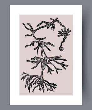 Scandinavian abstract vector print set. Minimalistic abstract wall art background for print. Scandinavian vector style.