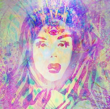 Woman with third eye, psychic supernatural senses