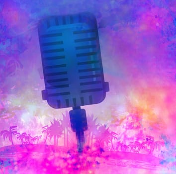 Banner with microphone for karaoke parties