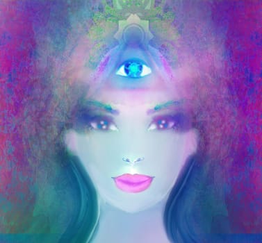 Woman with third eye, psychic supernatural senses