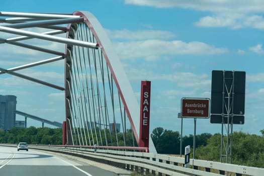 Motorway bridge over the river Saale near Bernburg the Auenbrücke