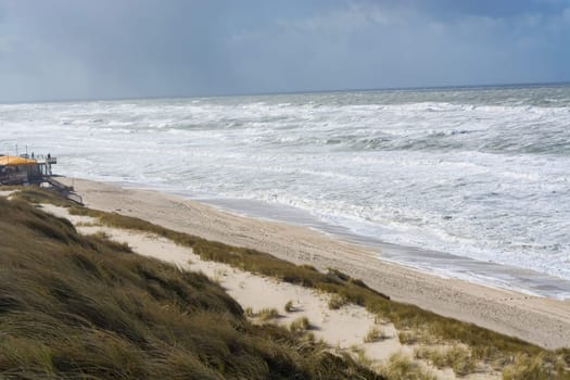 Coastal landscape of the island of Sylt after the storm surge