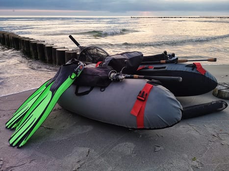 fishing with a belly boat on the Baltic Sea