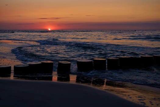 Sunset at the Baltic Sea coast near Zingst, Fischland-Darss peninsula, Mecklenburg-West Pomerania, Germany