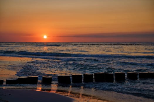 Sunset at the Baltic Sea coast near Zingst, Fischland-Darss peninsula, Mecklenburg-West Pomerania, Germany