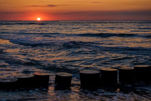 Sunset at the Baltic Sea coast near Zingst, Fischland-Darss peninsula, Mecklenburg-West Pomerania, Germany