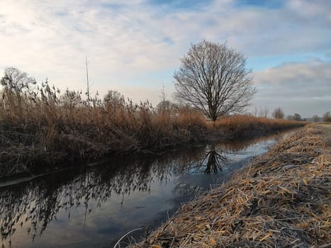 small canal in Brandenburg countryside, Germany