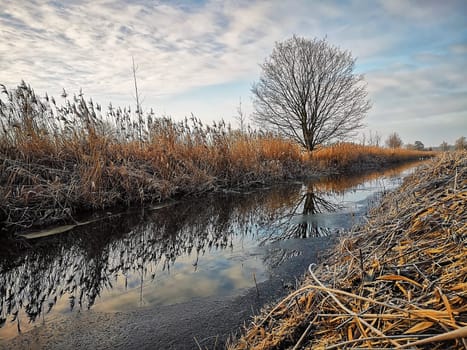 small canal in Brandenburg countryside, Germany