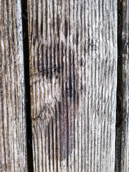 wet footprint on old wooden walkway