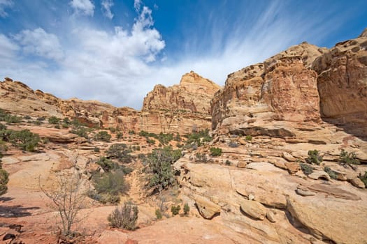 Dramatic Clouds Highlight Desert Formations in Capitol Reef National Park in Utah
