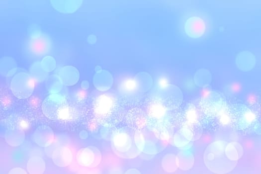 Abstract blurred fresh vivid spring summer light delicate pastel blue pink white bokeh background texture with bright circular soft color lights. Beautiful backdrop illustration.