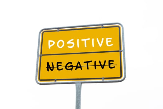 The words negative and positive are standing on the sign, business and service rating, evaluation concept, marketing, having an optimistic mindset, the way forward